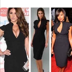 Maroon Halo Deklyn Plunge Ruffled Sheath Dress